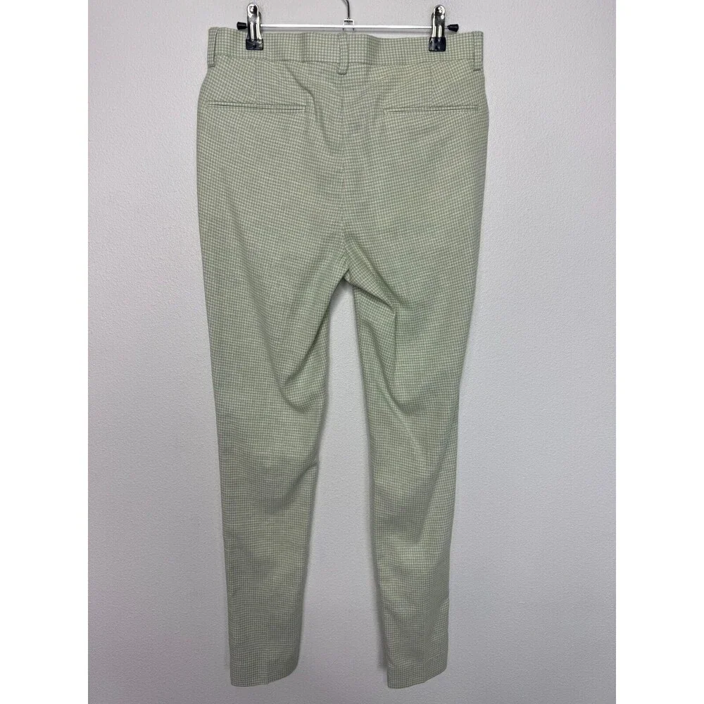 ASOS Design Sz 30 Super Skinny Suit Pant In Puppytooth Check Linen Green Stretch